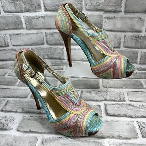 Bakers Marisela High Heels Womens Size 8.5 Pastel Multicolor Stiletto Vintage